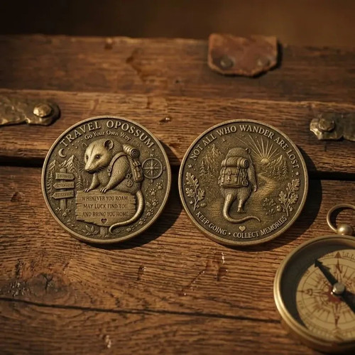 Travel opossum lucky coin - opossum,